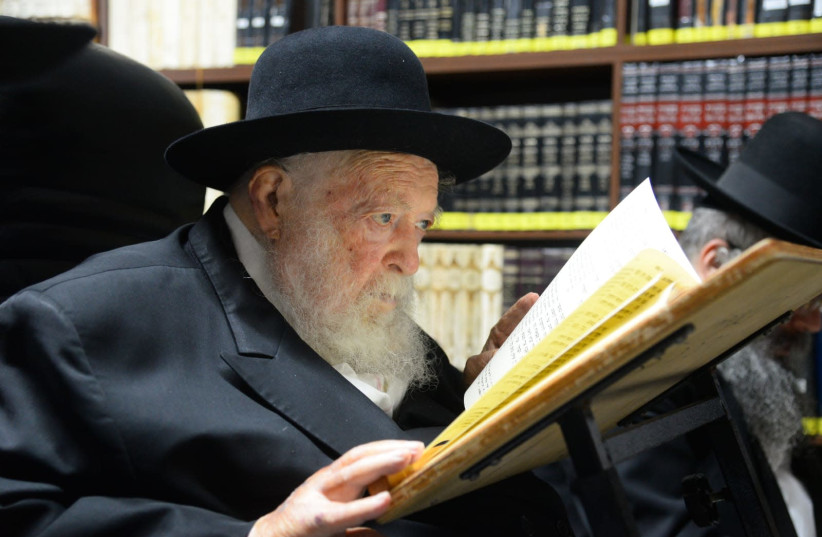 Rabbi Chaim Kanievsky, one of the most senior ultra-Orthodox rabbis in the country on Tisha Be'Av. (photo credit: SHUKI LERRER)