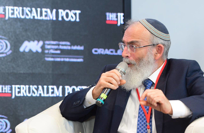  HEAD OF the Tzohar rabbinical association Rabbi David Stav speaks at the Jerusalem Post 10th Annual Conference, October 12, 2021 (photo credit: MARC ISRAEL SELLEM/THE JERUSALEM POST)
