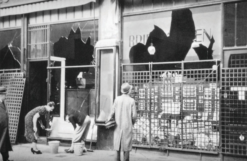  GAZING AT the carnage of  Kristallnacht, November 1938. (credit: Wikimedia Commons)
