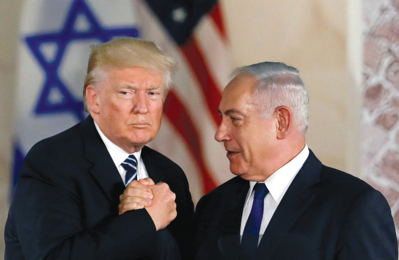 FORMER PRIME minister Benjamin Netanyahu with former US president Donald Trump in Jerusalem during Trump’s visit to Israel in 2017.