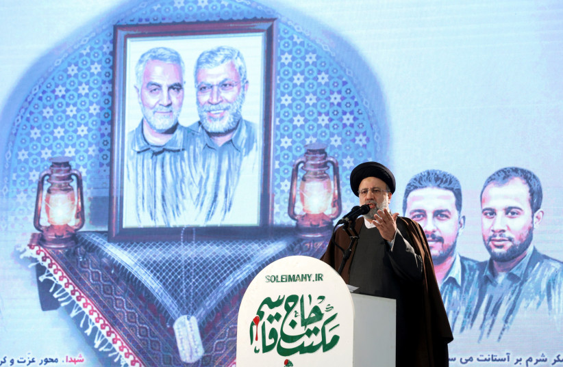 Iran's President Ebrahim Raisi gives a speech during a ceremony to mark the second anniversary of the killing of senior Iranian military commander General Qassem Soleimani in a US attack, in Tehran, Iran, January 3, 2022. (credit: MAJID ASGARIPOUR/WANA (WEST ASIA NEWS AGENCY) VIA REUTERS)