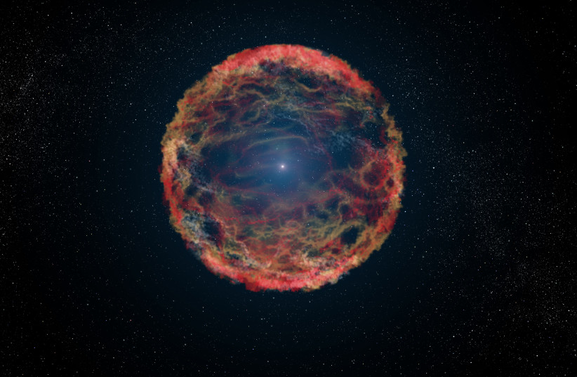 An artist's impression of supernova 1993J, an exploding star in the galaxy M81 whose light reached us 21 years ago. (credit: ESA/Hubble)