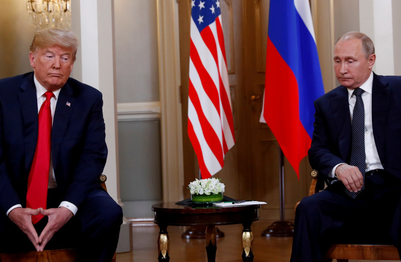  President Donald Trump meets with Russian President Vladimir Putin in Helsinki, Finland, July 16, 2018.  (credit: KEVIN LAMARQUE/REUTERS)