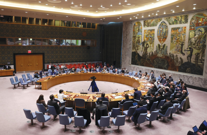  THE UN Security Council meets on Friday amid Russia’s continuing attacks on Ukraine. (photo credit: BRENDAN MCDERMID/REUTERS)