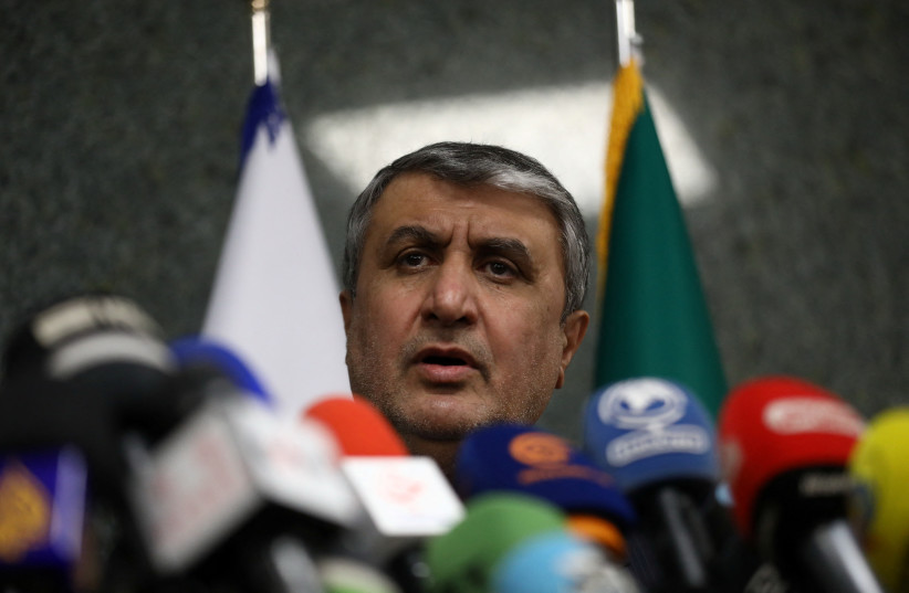  Head of Iran's Atomic Energy Organization Mohammad Eslami looks on during a news conference with International Atomic Energy Agency (IAEA) Director General Rafael Mariano Grossi as they meet in Tehran, Iran, March 5, 2022. (credit: WANA VIA REUTERS)