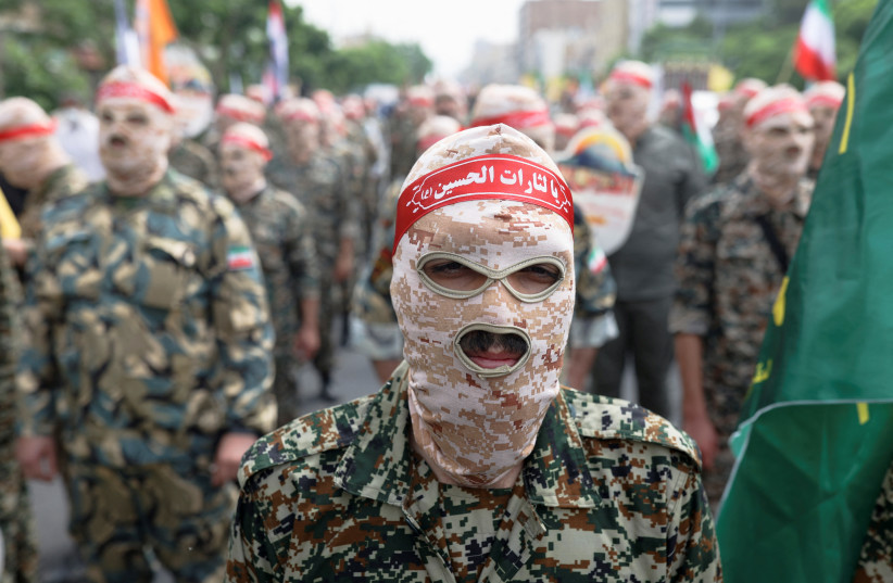 Members of a special IRGC force attend a rally marking the annual Quds Day, or Jerusalem Day, on the last Friday of the holy month of Ramadan in Tehran, Iran April 29, 2022. (credit: MAJID ASGARIPOUR/WANA
