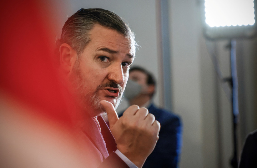 Senator Ted Cruz (R-TX) speaks during a press conference following the weekly Republican luncheon on Capitol Hill in Washington, US, January 11, 2022. (credit: REUTERS/Evelyn Hockstein/File Photo)
