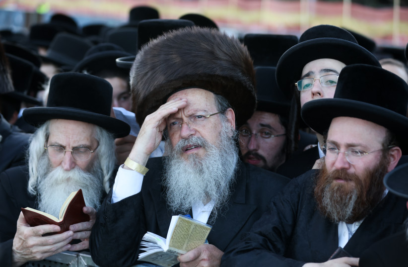  Ultra orthodox jews attend Lag Baomer celebrations, in Meron on May 18, 2022.  (credit: David Cohen/Flash90)