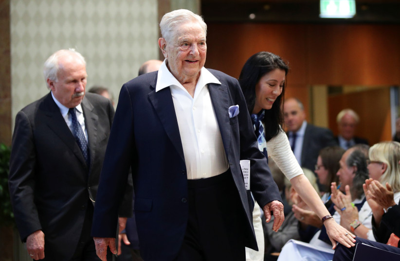  Billionaire investor George Soros arrives at the Schumpeter Award in Vienna, Austria June 21, 2019.  (photo credit: REUTERS/LISI NIESNER)