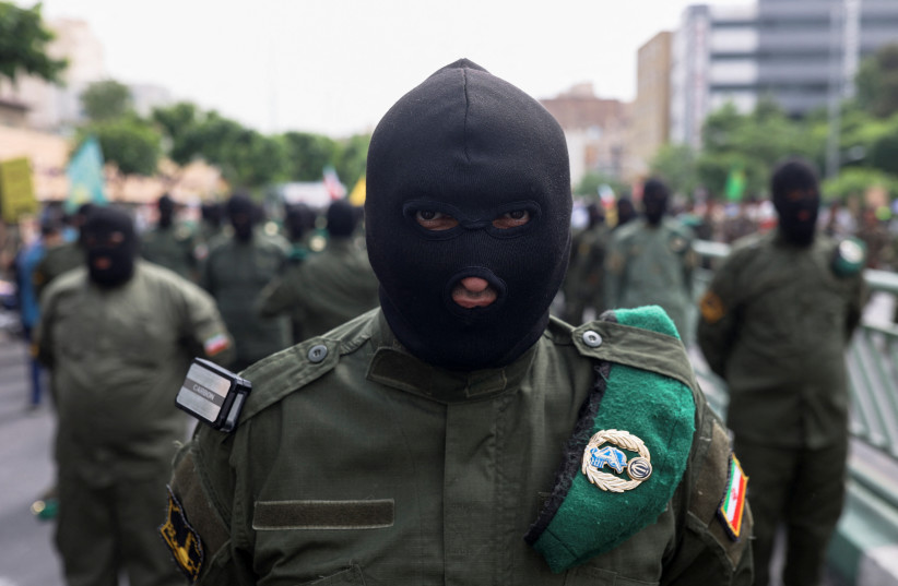 Members of a special IRGC force attend a rally marking the annual Quds Day, or Jerusalem Day, on the last Friday of the holy month of Ramadan in Tehran, Iran April 29, 2022 (photo credit: VIA REUTERS)
