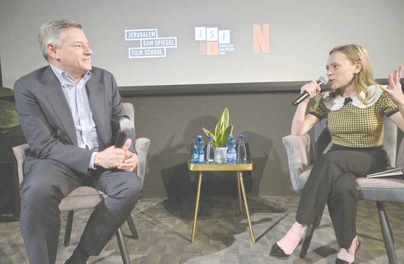  ACTRESS SHIRA HAAS speaks with Netflix co-CEO Ted Sarandos in Jerusalem this week. (credit: YOSSI ZWECKER)