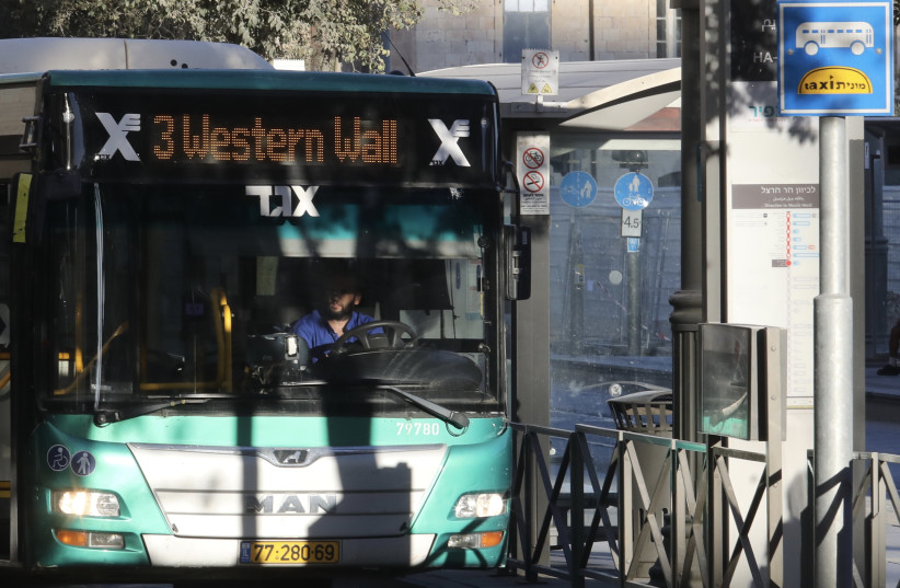 Egged public transport to the Western Wall in Jerusalem (credit: MARC ISRAEL SELLEM/THE JERUSALEM POST)