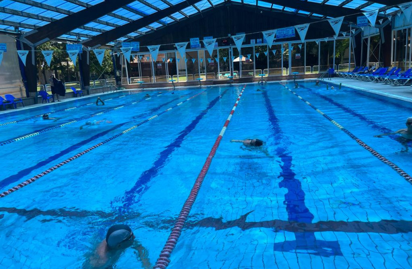  A swimming venue at Kfar Maccabiah. (credit: FELICE FRIEDSON/THE MEDIA LINE)