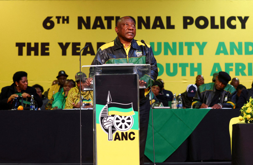 ANC President Cyril Ramaphosa gives an opening address during the African National Congress (ANC) national policy conference at the Nasrec Expo Centre in Johannesburg, South Africa, July 29, 2022. (credit: REUTERS/Siphiwe Sibeko/File Photo)