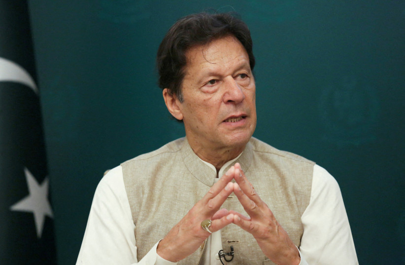  Pakistan's then-prime minister Imran Khan speaks during an interview with Reuters in Islamabad, Pakistan June 4, 2021. (credit: Saiyna Bashir/REUTERS)
