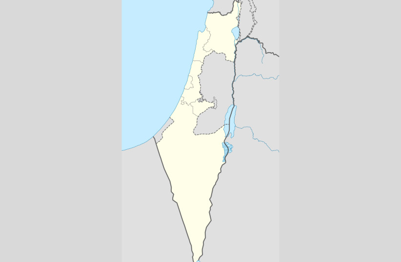  Map of Israel including the Green Line marking the West Bank (credit: NordNordWest and Sean Hoyland/Wikimedia Commons)