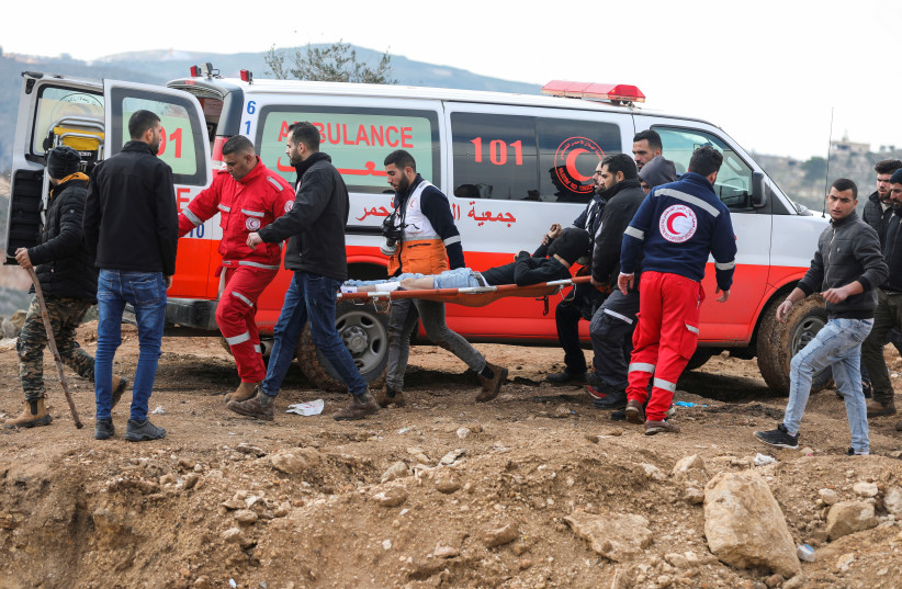  Palestinian Red Crescent ambulance (illustrative) (credit: REUTERS/RANEEN SAWAFTA)