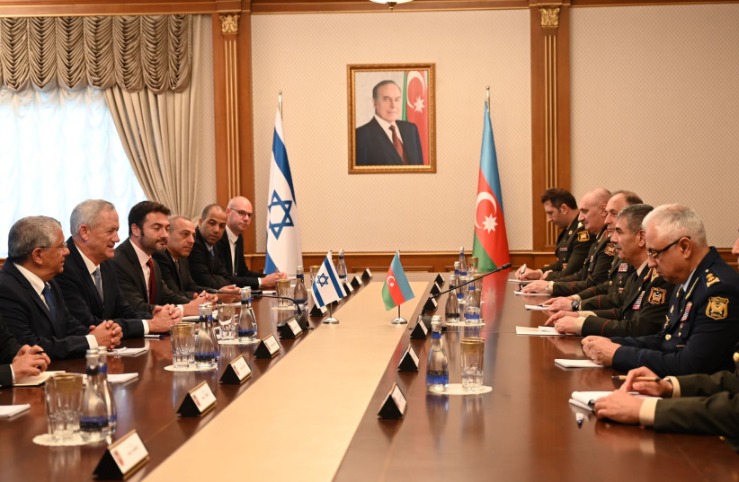  The Israeli delegation in Azerbaijan, October 3, 2022.  (credit: NICOLE LASKVI/DEFENSE MINISTRY)
