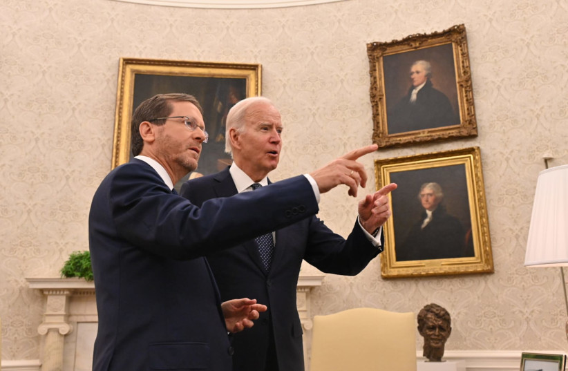 US President Joe Biden and Israel President Isaac Herzog, 26 October, 2022. (credit: KOBI GIDEON/GPO)