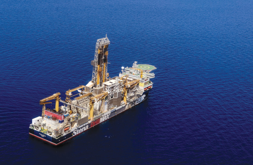 The London-based Energean’s drill ship begins drilling at the Karish natural gas field offshore Israel in the east Mediterranean on May 9.