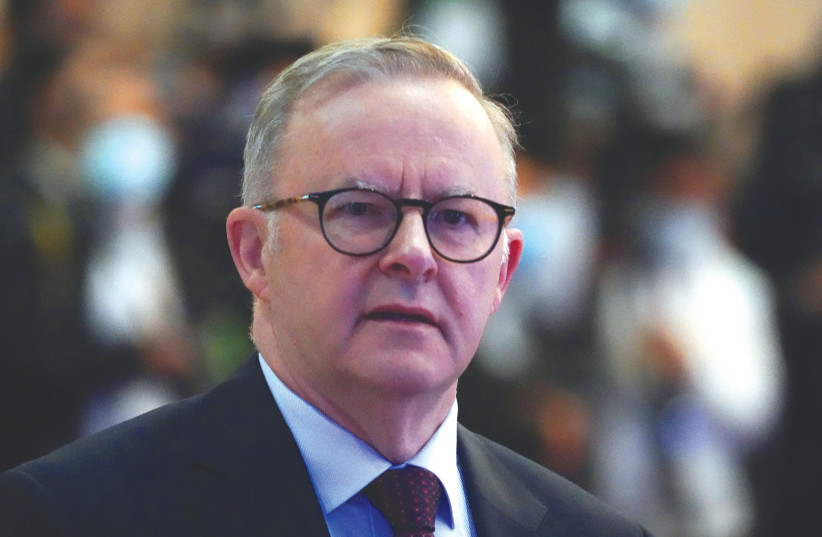  AUSTRALIA’S PRIME MINISTER Anthony Albanese: His pronouncement in canceling his country’s recognition of western Jerusalem as Israel’s capital was offensive, says the writer (credit: REUTERS/CINDY LIU)