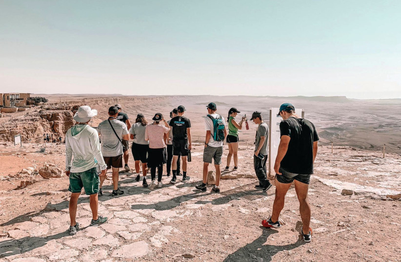  During their 10-day trip, members of the Taglit Birthright delegation traveled North to South, hiked Masada, visited Mount Herzl and prayed at the Western Wall. (credit: MIRI WEISSMAN)