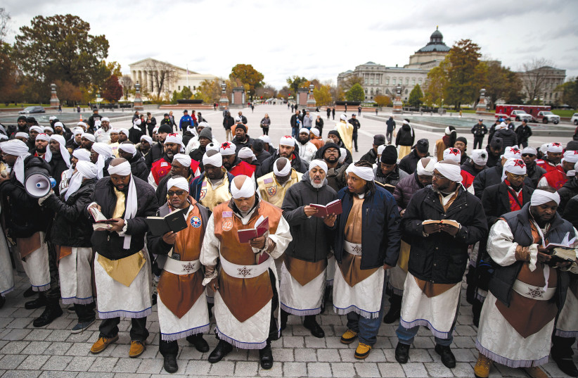  Black Hebrew Israelites demonstrate outside the US Capitol in Washington, D.C.  (credit: AL DRAGO/REUTERS)