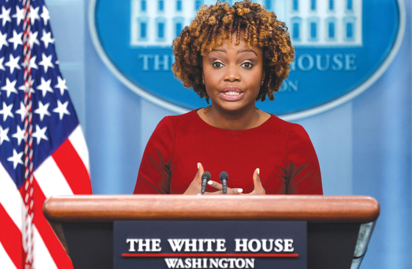  WHITE HOUSE Press Secretary Karine Jean-Pierre holds the daily press briefing. (credit: JONATHAN ERNST/REUTERS)
