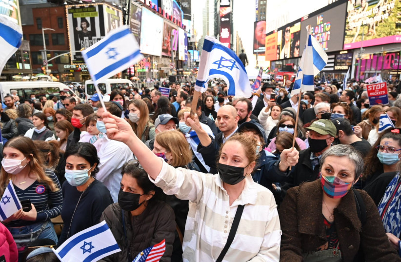  IAC Rally in New York to show solidarity with Israel during Guardian of the Walls Operation May 2021. (credit: SHAHAR AZRAN)