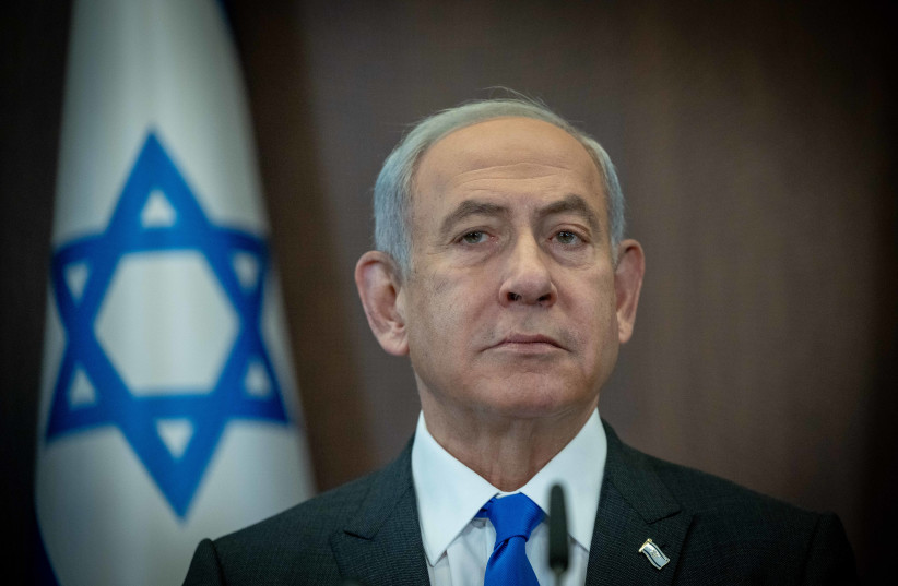Israeli Prime Minister Benjamin Netanyahu leads a government conference at the Prime Minister's Office in Jerusalem on January 3, 2023.