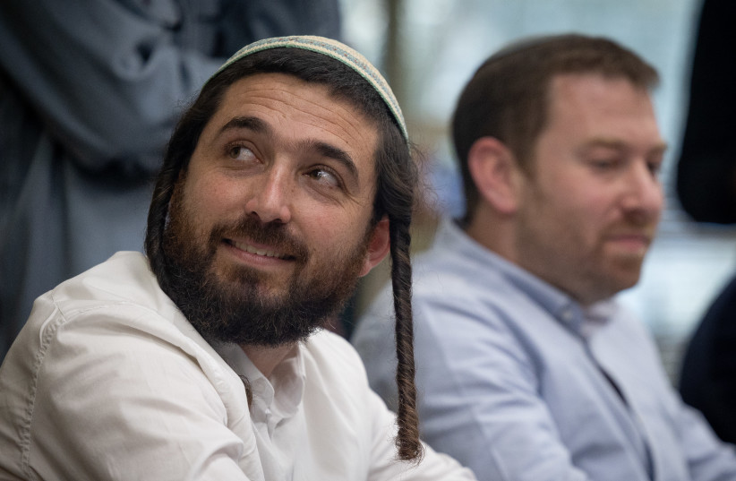  MK Zvi Sukkot attends a Religious Zionist Party meeting at the Knesset, the Israeli parliament in Jerusalem ,January 23, 2023 (credit: YONATAN SINDEL/FLASH90)