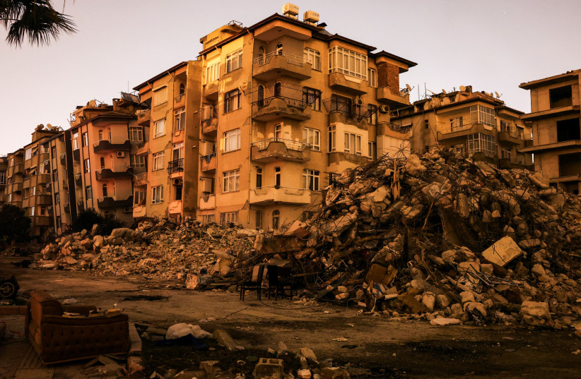A general view of destroyed buildings in the aftermath of a deadly earthquake in Antakya, Turkey, February 19, 2023. (credit: REUTERS/NIR ELIAS)