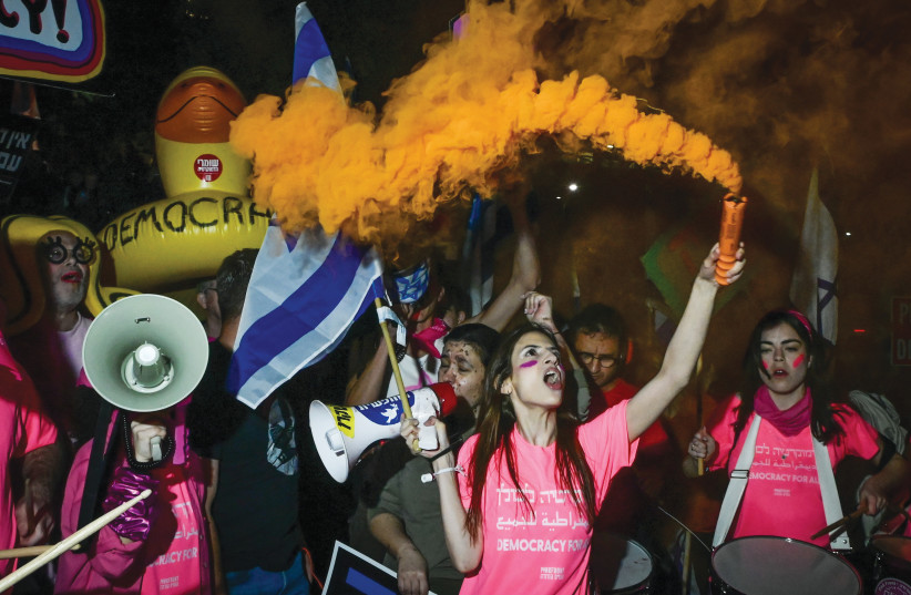  LISTEN TO the voice of the people. Pictured: Protesting judicial reform. (photo credit: AVSHALOM SASSONI/FLASH90)
