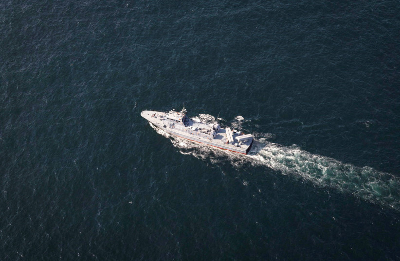 A warship takes part in a joint naval military drill between Iran, Russia, and China in the Gulf of Oman, Iran, in this picture obtained by Reuters on March 17, 2023. (credit: Iranian Army/WANA