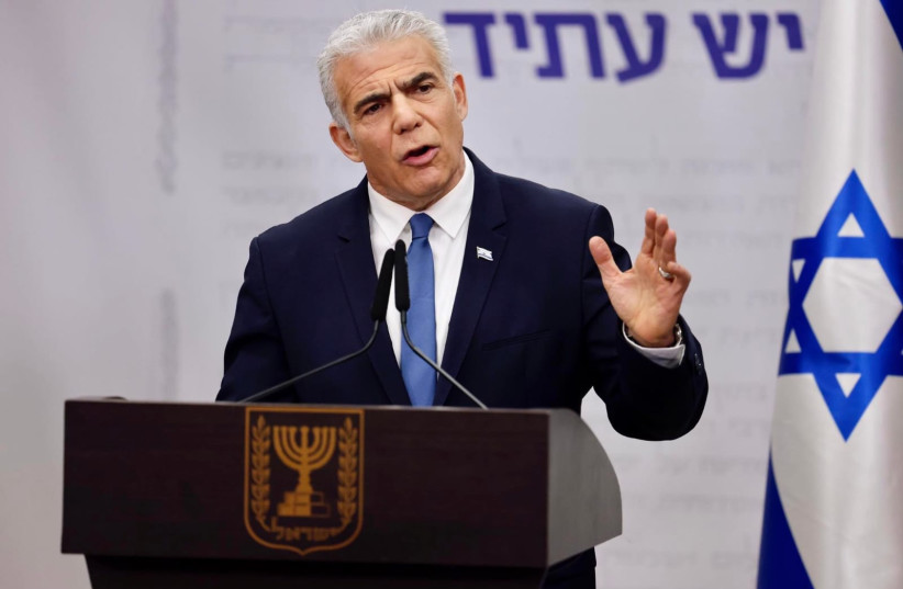  Yesh Atid MK Yair Lapid is seen gesturing at the Knesset, in Jerusalem, on March 20, 2023. (photo credit: MARC ISRAEL SELLEM/THE JERUSALEM POST)
