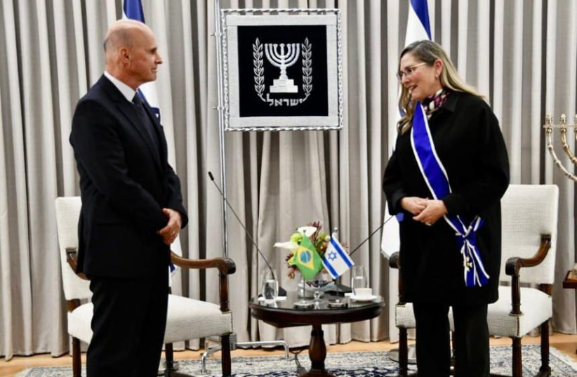  Israel's First Lady Michal Herzog is awarded the Order of Rio Branco in Brazil. (photo credit: Debi Barzilai/Brazilian Embassy)