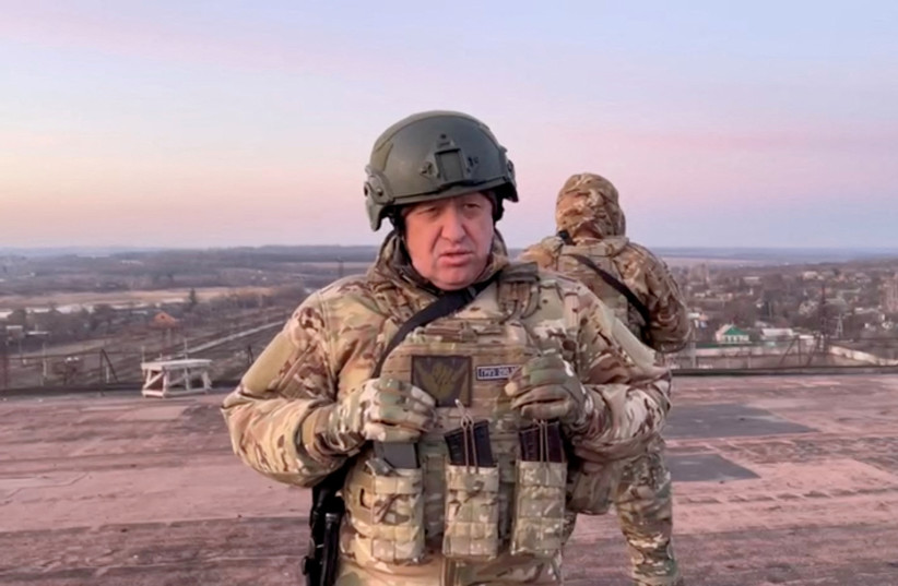  Yevgeny Prigozhin, founder of Russia's Wagner mercenary force, speaks in Paraskoviivka, Ukraine in this still image from an undated video released on March 3, 2023. (photo credit: PRESS SERVICE OF "CONCORD"/HANDOUT VIA REUTERS)