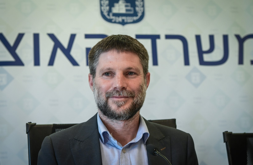  Finance Minister Bezalel Smotrich and and Arnon Ben Dor, Chairman of the Histadrut hold a joint press conference in Tel Aviv on March 2, 2023. (photo credit: AVSHALOM SASSONI/FLASH90)