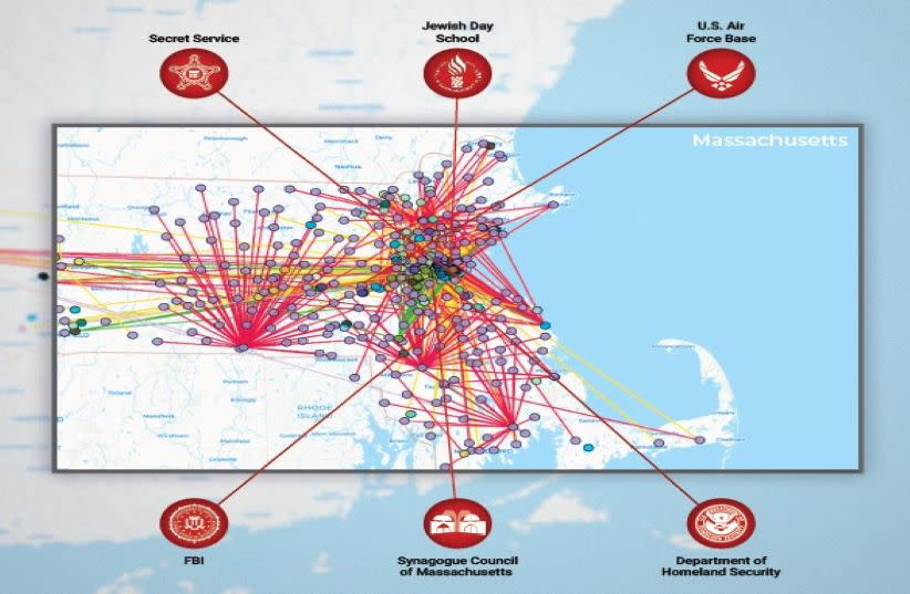  More than half of the entities on the Mapping Project website were US military bases, police stations, the FBI, and Homeland Security offices (photo credit: Zachor Legal Institute)