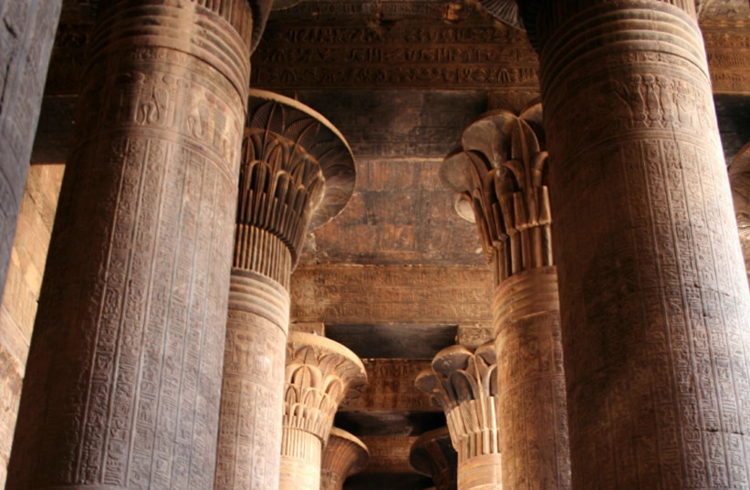 Columns at the temple of Khnum, Esna (photo credit: STEVE CAMERON (MERLIN-UK)/CC BY-SA 3.0 (https://creativecommons.org/licenses/by-sa/3.0)/WIKIMEDIA)