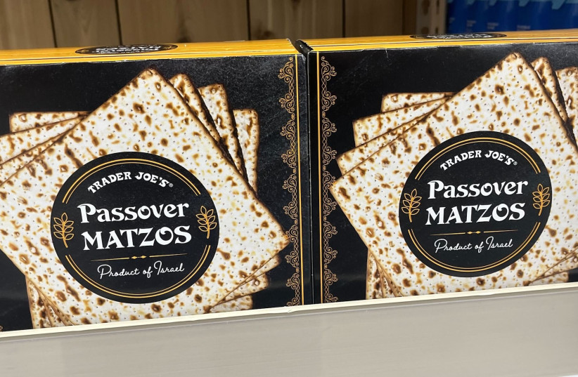  Boxes of Trader Joe's matzah for sale. (photo credit: ISABELLA ARMUS/JTA)
