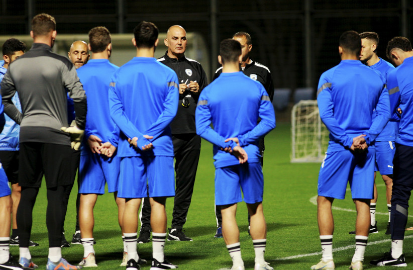  WITH ERAN ZAHAVI having stepped back from the National Team, Israel head coach Alon Hazan (center) enters the Euro 2024 qualification campaign with a mixed roster of veterans and yongsters. (credit: Kobi Eliyahu)