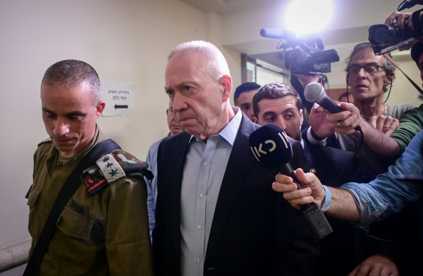  Israeli minister of Defense Yoav Gallant visits Israelis injured in last night's terror attack, at Belinson Hospital, on March 26, 2023. (photo credit: AVSHALOM SASSONI/FLASH90)