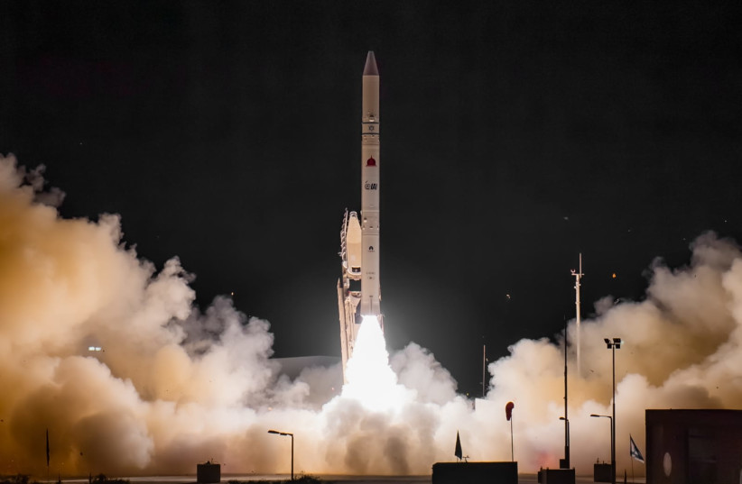  The Ofek 13 observation satellite is launched into space, March 28, 2023. (credit: ISRAEL DEFENSE MINISTRY)