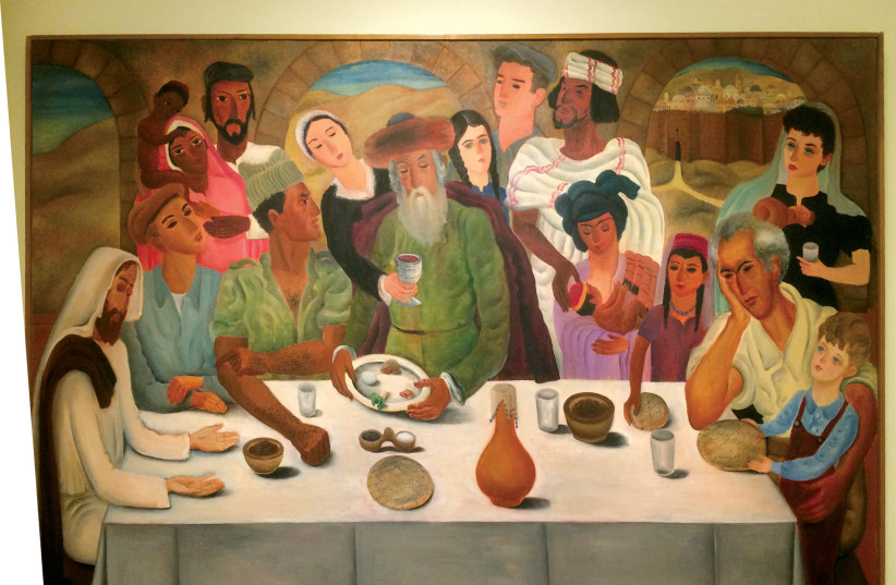  ‘The First Seder in Jerusalem (1949-50)’ by artist Reuven Rubin. (photo credit: RUBIN MUSEUM)
