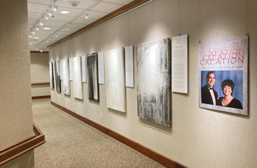  A portrait of David Goldberg and his late wife, Gail, hangs in the mixed-media exhibition at Milwaukee’s Ovation Senior Living Communities residence. (photo credit: COURTESY DAVID GOLDBERG)