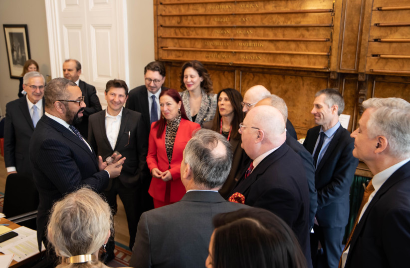  Holocaust envoys with UK Foreign Secretary James Cleverly. (photo credit: UK Department for Levelling Up, Housing & Communities)