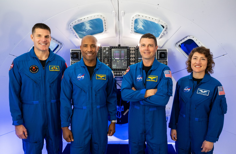  The Artemis II crew in an Orion simulator at NASA’s Johnson Space Center in Houston. (photo credit: NASA/James Blair)