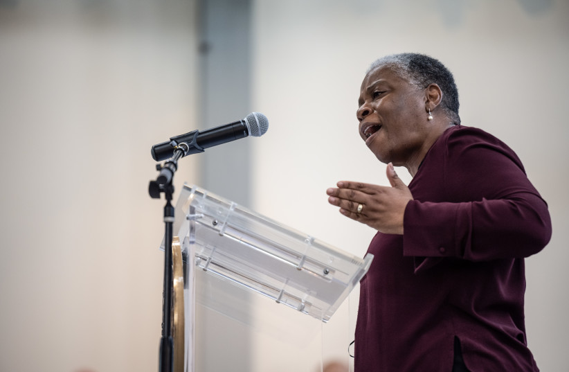  tate Rep. Pamela Stevenson (D-KY) speaks at the Center for African American Heritage before a bill signing event on April 9, 2021 in Louisville, Kentucky.  (photo credit: JON CHERRY/GETTY IMAGES)