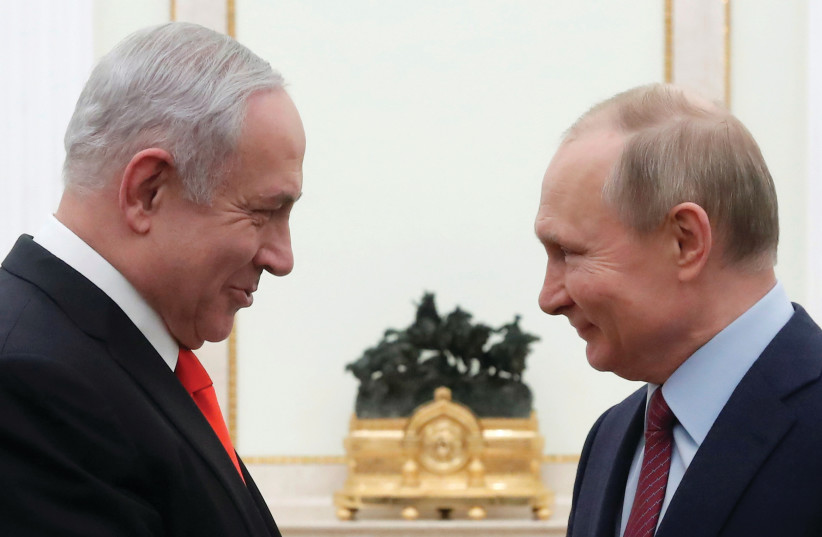  PRIME MINISTER Benjamin Netanyahu meets with Russian President Vladimir Putin in Moscow, in 2020.  (credit: MAXIM SHEMETOV/REUTERS)